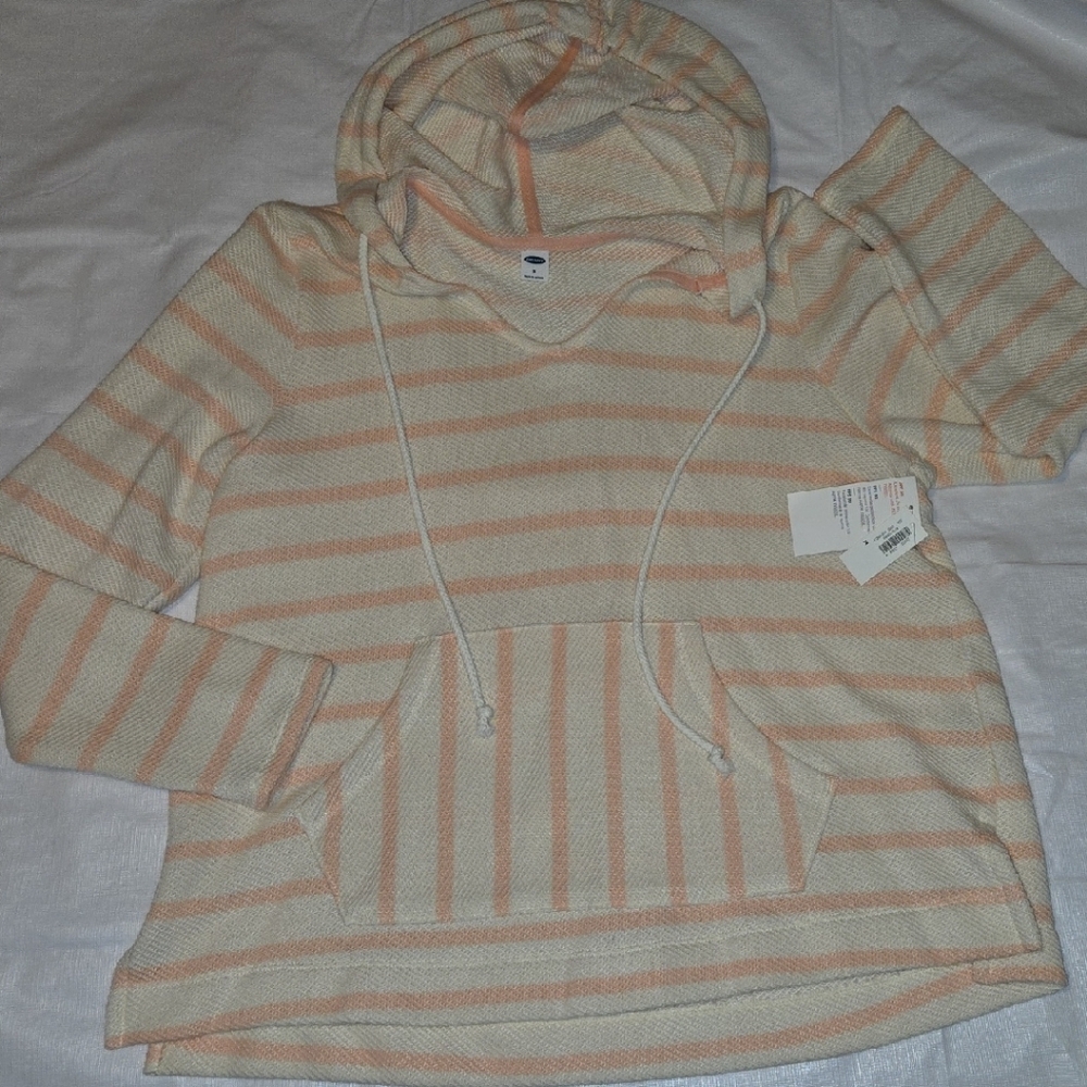 Old Navy Cream and Orange Striped Hoodie